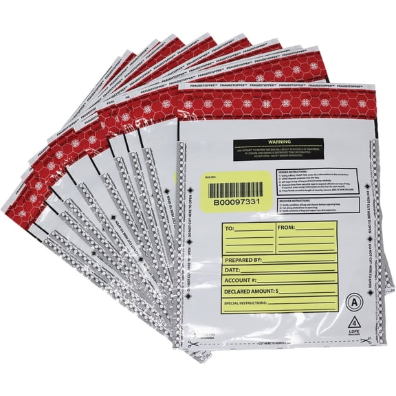 Nadex Coins Tamper-Evident Film Bank Deposit Bags, 9 in x 12 in, Opaque, 100 pack