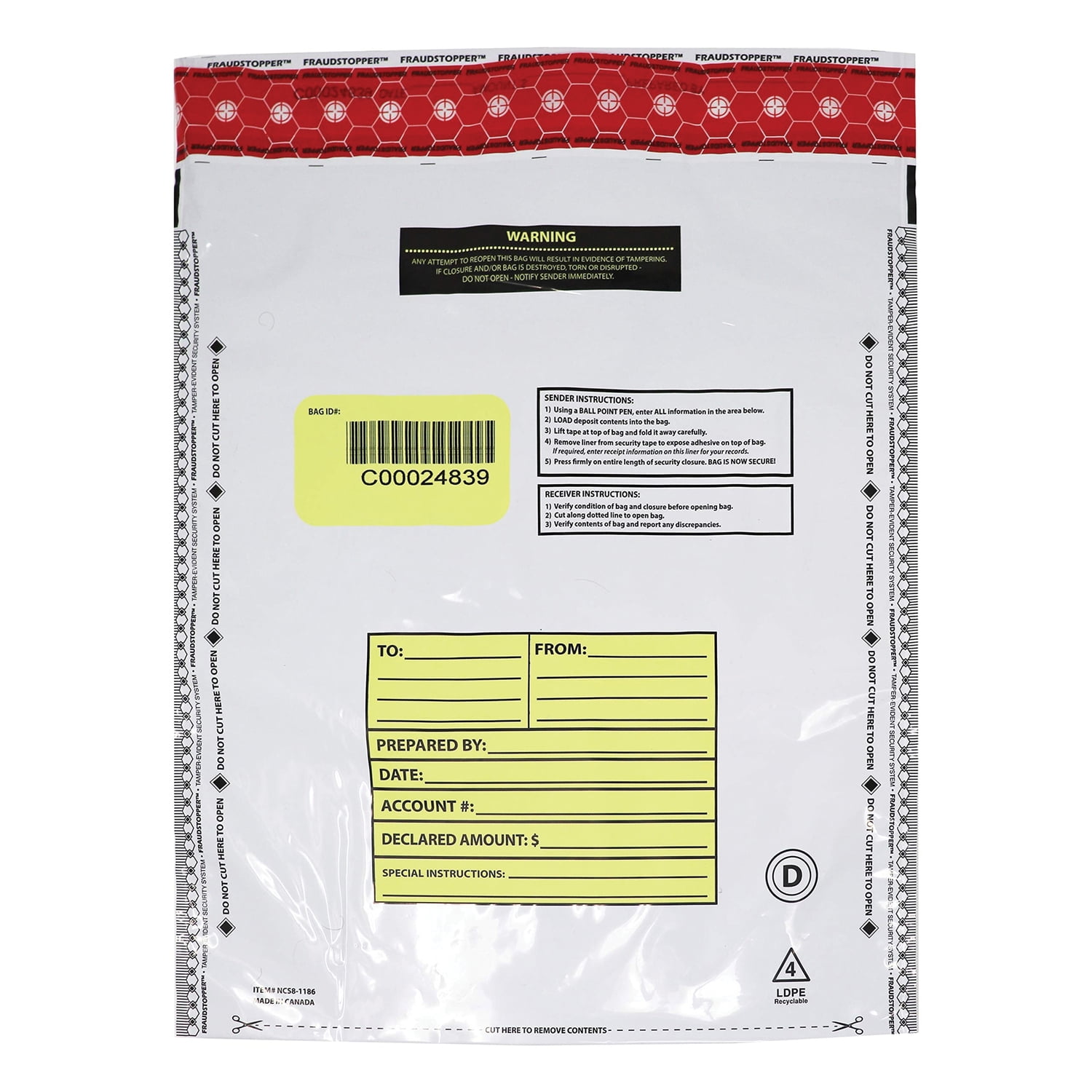 Nadex Coins NCC11122 Opaque TamperEvident Cash and Coin Bank Deposit