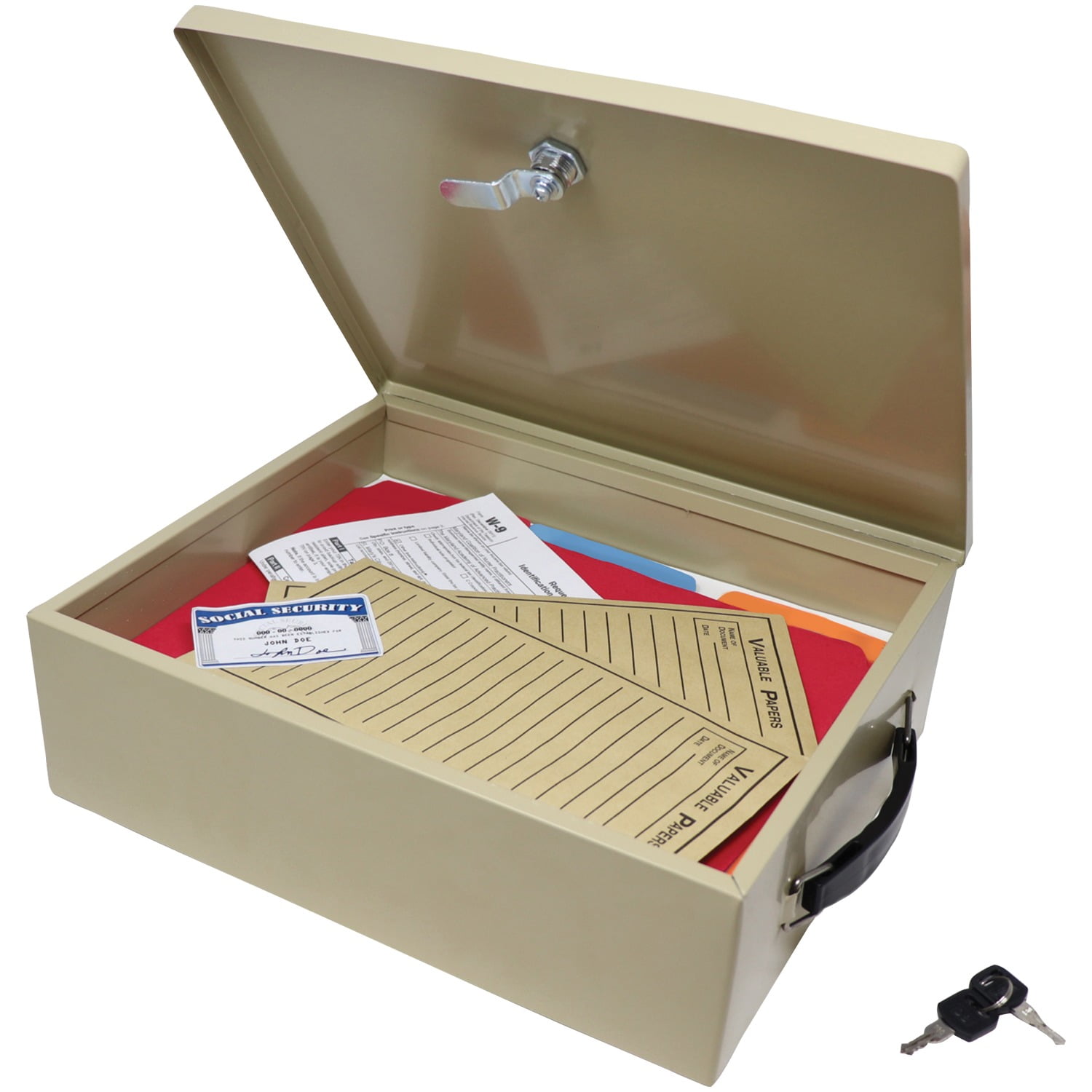 Nadex Large Steel Fire Safety Box with Lock and Key 14.5 x 11 x 4