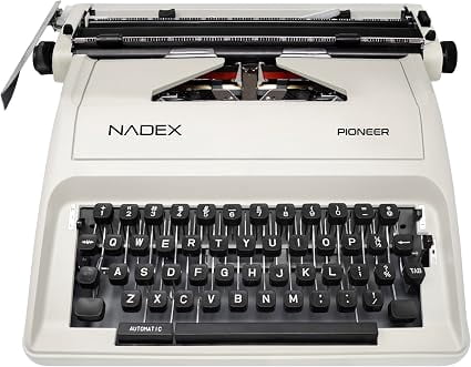 Nadex Pioneer Manual Typewriter with 12.5-Inch Carriage, Travel Case Included, Dual-Color Ribbon, Ivory