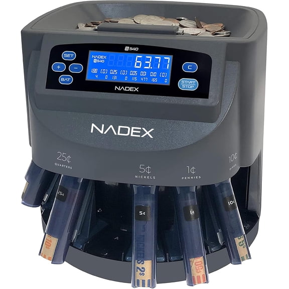 Nadex S540 Pro | Coin Counter, Sorter | Wrappers Sold Separately