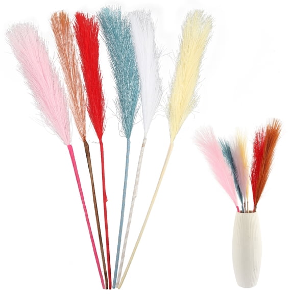 Nadi 7pcs Simulated Reed Fake Pampas Adornments Fake Reed Decors for Home Office