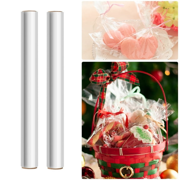 Nadi STOBOK 2 Transparent Cellophane Wrap Rolls 2.5 Mil Thickness Clear Wrapper Rolls 40x3000cm Clear Cellophane Bags for Wrapping Gift Baskets Arts & Crafts (Transparent)