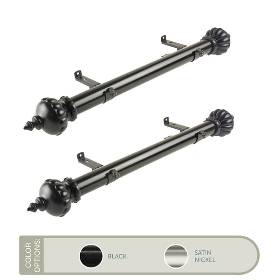 Nadia 1.5" Side Curtain Rod 18 inch Long (Set of 2) - Black