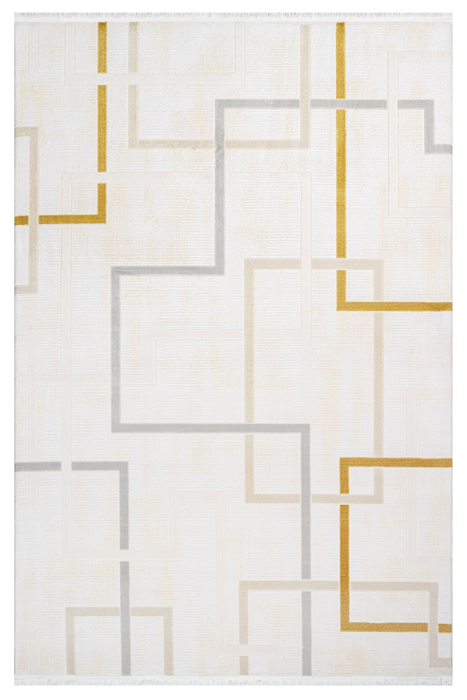 Nadia Cream Geometric Acrylic Area Rugs for Living Room Jacquard ...
