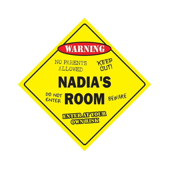 Nadia's Room Sign Crossing Zone Xing | Indoor/Outdoor | 17" Tall kids bedroom decor door children's name boy girl