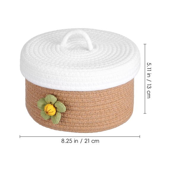 Nadinraom Storage Box with Lid Wicker Woven Cotton Rope Basket, Handles