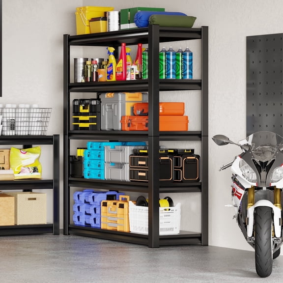 NadooLite 5 Tier Storage Shelf Units 2500LBS Adjustable Garage Shelves Heavy Duty,35.4"W x 15.7"D x 72"H,Black Metal Shelving
