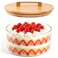 thumbnail image 1 of Naeqieo 196oz Trifle Glass Bowl, Round Crystal Clear Glass Bowl with Airtight Bamboo Lid, Serving Bowl for Salad, Cake, Fruit, Dessert & Party, 1 of 8