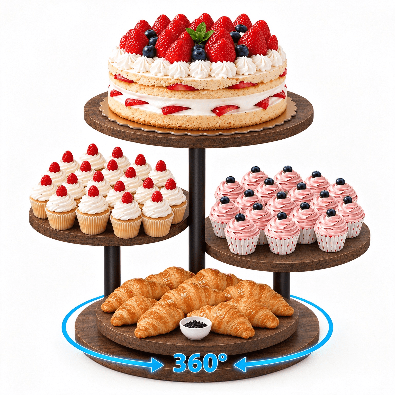 Naeqieo Cupcake Stand 4 Tier for 50 Cupcakes, Wooden Cupcake Tower with ...