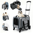 thumbnail image 1 of Naeqieo Pet Carrier with Wheels for Cat and Small Dog , Foldable Airline Approved Rolling Pet Carrier 17 lbs with Telescopic Handle, Gray, 1 of 8