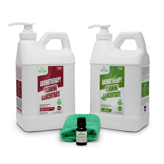 Naeterra Aromatherapy Cleaning Concentrate Bundle Multi-Surface Household Cleaner + Pet-Safe Lemongrass Cleaner + 10ML Essential Oil + Microfiber Towel Plant-Based, Non-Toxic, Eco-Friendly Formul