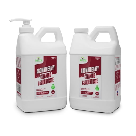 Naeterra Aromatherapy Cleaning Concentrate| Synthetic Free, Plant-Based | Loaded with Essential Oils | Makes 48 Gallons | Amazing Fragrance | No Harsh Chemicals | Multi-Purpose Cleaner | 2 x 64 Oz