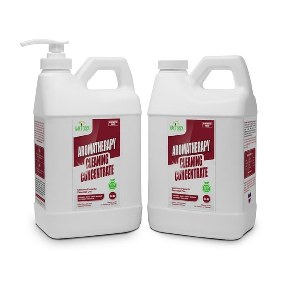 Naeterra Aromatherapy Cleaning Concentrate| Synthetic Free, Plant-Based | Loaded with Essential Oils | Makes 48 Gallons | Amazing Fragrance | No Harsh Chemicals | Multi-Purpose Cleaner | 2 x 64 Oz