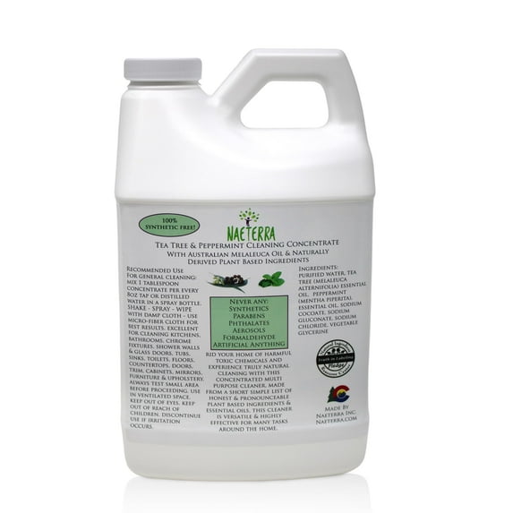 Naeterra- Refreshingly Clean | Tea Tree & Peppermint Cleaning Concentrate | Multi-Purpose Household Cleaner | Non-Toxic | Natural Ingredients | Versatile Use | Eliminates Odors | Eco-Friendly | 64 oz
