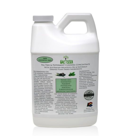 Naeterra- Refreshingly Clean | Tea Tree & Peppermint Cleaning Concentrate | Multi-Purpose Household Cleaner | Non-Toxic | Natural Ingredients | Versatile Use | Eliminates Odors | Eco-Friendly | 64 oz