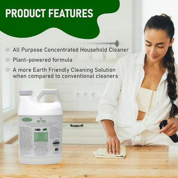 Naeterra- Refreshingly Clean | Tea Tree & Peppermint Cleaning Concentrate | Multi-Purpose Household Cleaner | Non-Toxic | Natural Ingredients | Versatile Use | Eliminates Odors | Eco-Friendly | 64 oz
