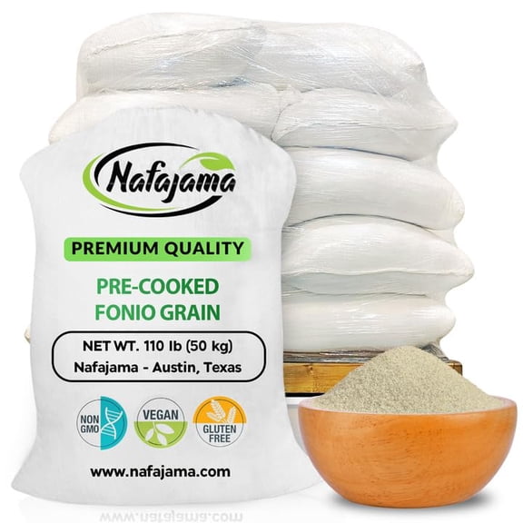 Nafajama Premium Gluten-Free Pre-Cooked Fonio Grain | Ancient African Super-Grain | Non-GMO, Vegan, High-Fiber Superfood | All-Natural, Quick-Cook – 1 Pallet (20 Bags, 110 lb / 50 kg each)