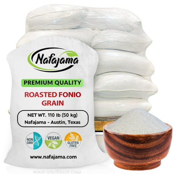 Nafajama Premium Gluten-Free Roasted Fonio Grain | Ancient African Super- grain| All-Natural, Non-GMO, Vegan, High-Fiber Superfood  1 Pallet (20 Bags, 110 lbs / 50 kg each)