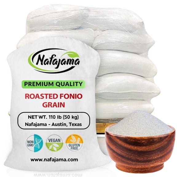 Nafajama Premium Gluten-Free Roasted Fonio Grain | Ancient African Super- grain| All-Natural, Non-GMO, Vegan, High-Fiber Superfood 1 Pallet (20 Bags, 110 lbs / 50 kg each)