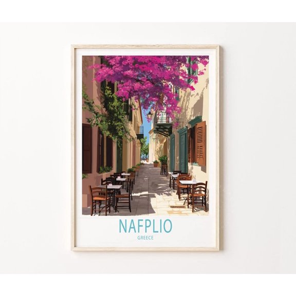 Nafplio Greece Mediterranean Cafe Alley Wall Art Home Decor