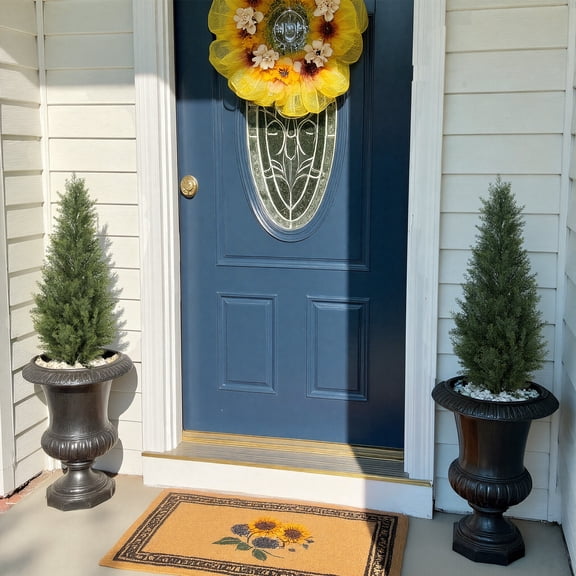 Nafresh 3ft UV Resistant Artificial Topiary Trees Outdoor with Full & Realistic Leaves, 35in Faux Cedar Tree for Front Door Proch Patio Deck Room Decor