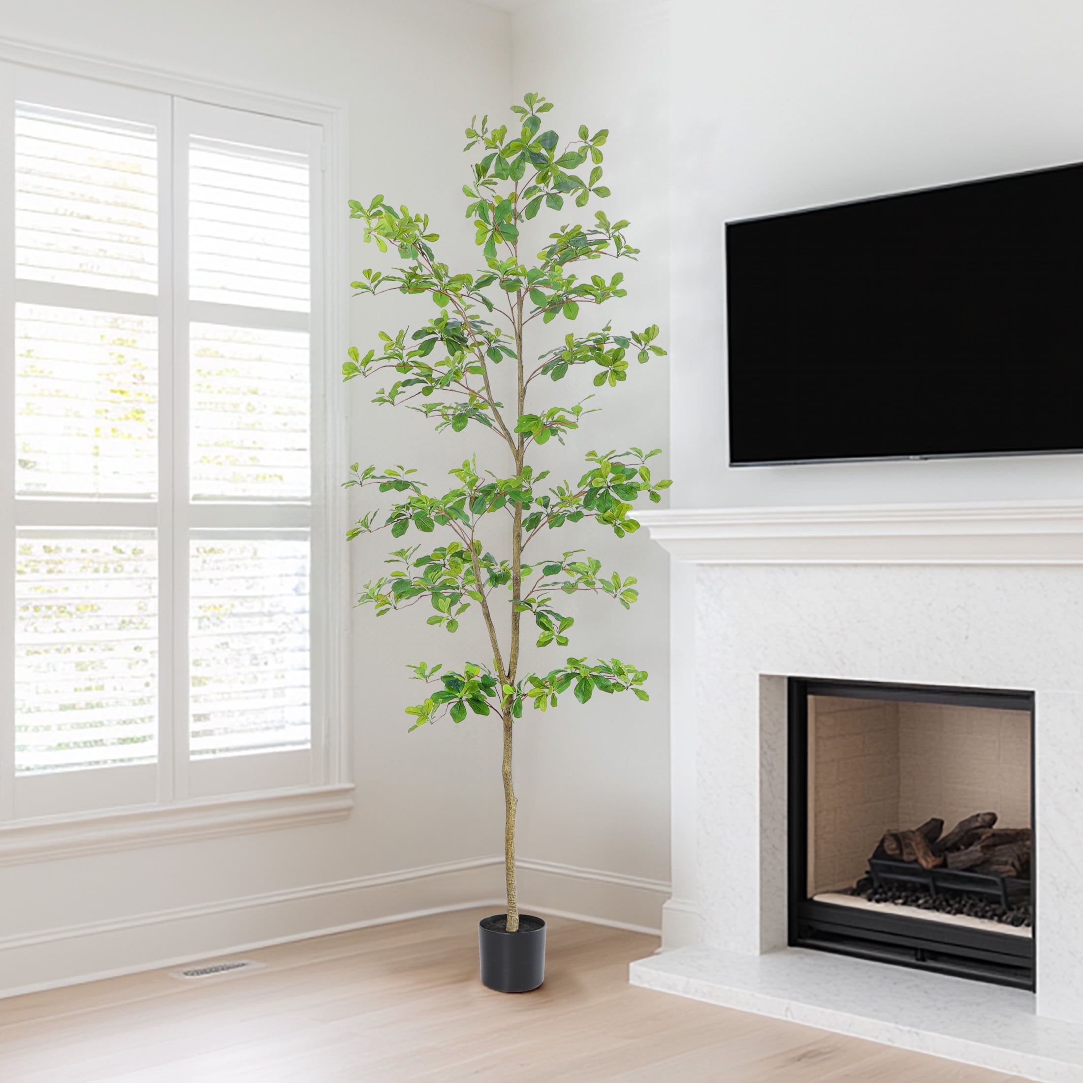 Nafresh 7ft Black Olive Tree with Lifelike Silk Leaves & Trunks, 84in Faux Black Olive Tree for Home Office Patio Front Door Porch Decor.