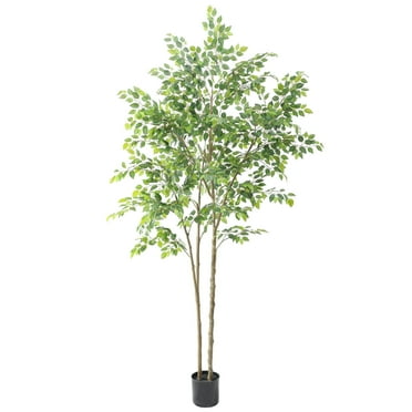 Nafresh 8ft Tall Artificial Ficus Tree with Lifelike and Full Silk Leaves, 96" Faux Ficus Tree with Multiple Realistic Trunks for Indoor Outdoor Home Office Corner Patio Bedroom Bathroom Decor.