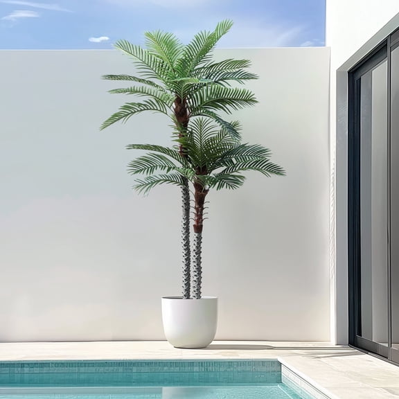 Nafresh 9ft UV Resistant Faux Palm Tree with Full and Lifelike Leaves , 108in Artificial Palm Tree with Realistic Trunks and Real Bark for Outdoor Indoor Home Office Decor