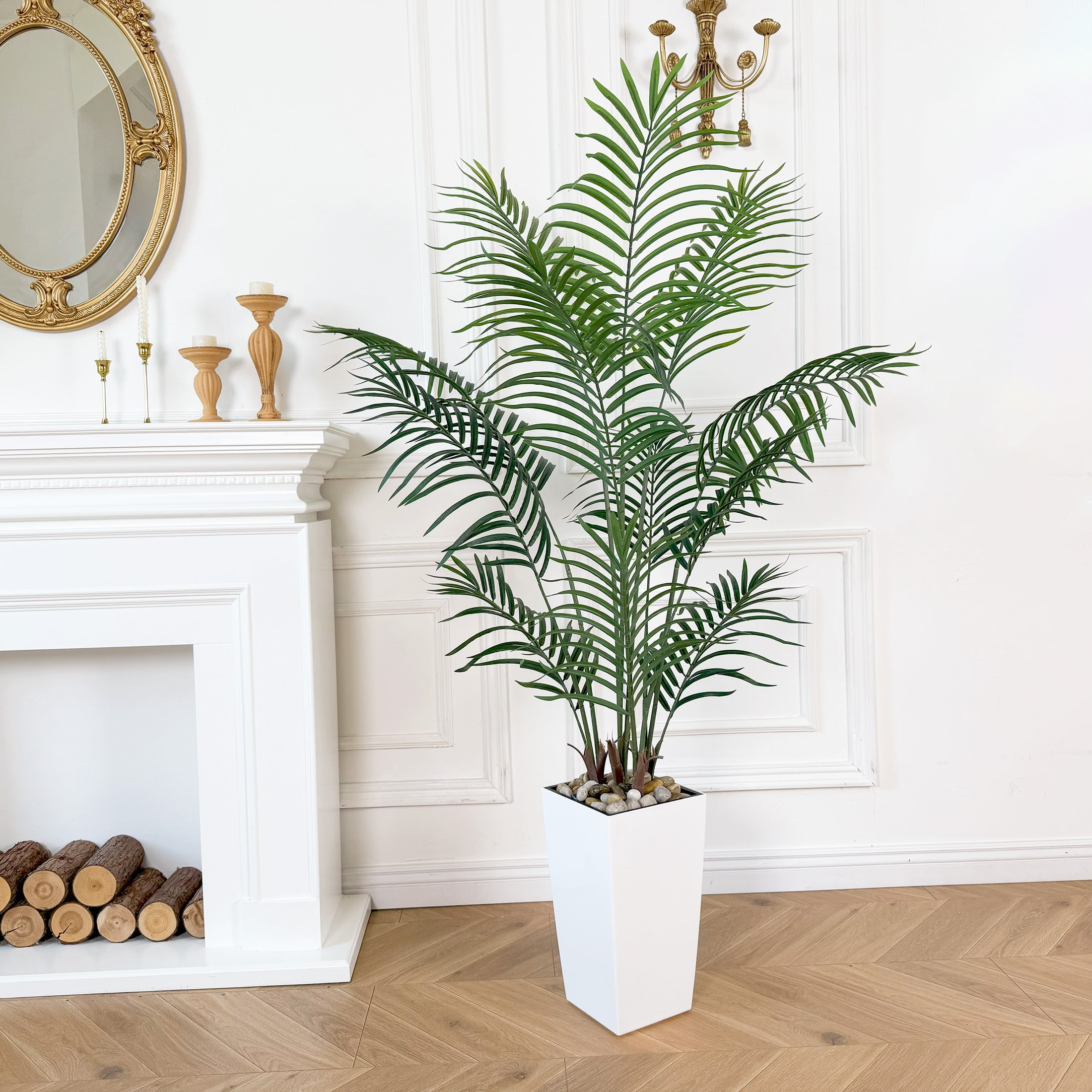 5FT Green Artificial Palm Tree with White Planter