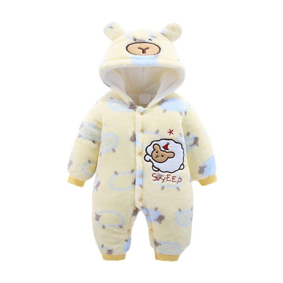 Nafuu Baby Boys Romper Crew Neck Long Sleeve Animal Shaped Clothes Winter Coats Cute Newborn Snowsuit Bodysuit Leisure Home Boy Jumpsuit,Yellow,0-3 Months