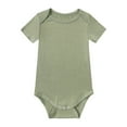 thumbnail image 1 of Nafuu Baby Boys Romper Crew Neck Short Sleeved Solid Color Bodysuit Outfits Daily Wear Leisure Home Onesies,Army Green,6-12 Months, 1 of 3