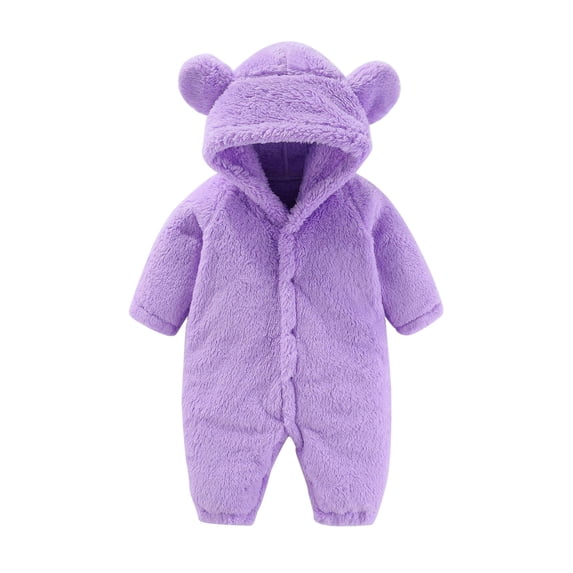 Nafuu Baby Girls Romper Long Sleeve Snowsuit Winter Coat Solid Color Animal Warm Hooded Rompers Jumpsuits Outfits Baby Girl Onesies,Purple,3-6 Months