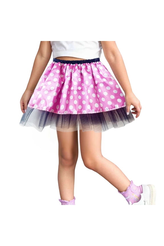 Baby Girls Skirts Dots Print Mesh Kids Dance Party Skirt Ballet Poodle Skirts For Girls,Pink,9-11 Years