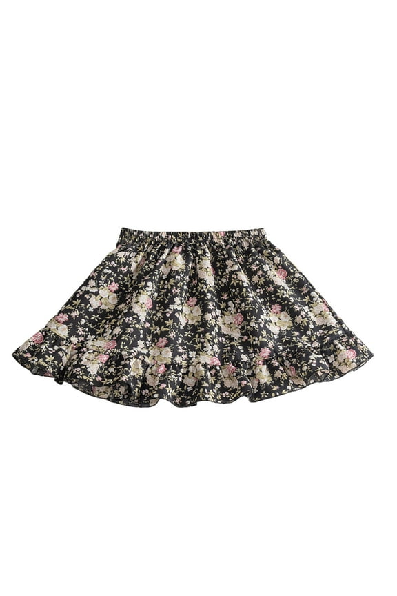 Baby Girls Skirts Multicolor Floral Skirt For Toddlers Kids Soft Stretchy Summer Outfit Comfortable Casual Skirts For Girls,Black1,18-24 Months