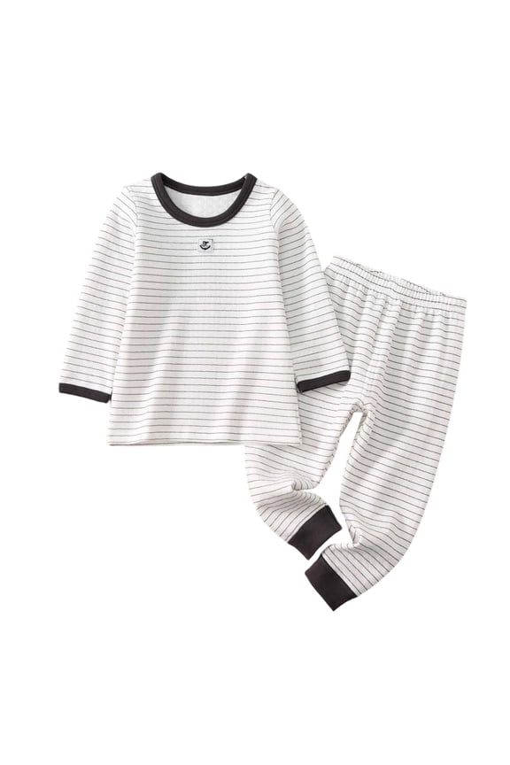 Boys Outfits Set Crew Neck Long Sleeve Striped Prints Tops T Shirt Pants Casual Thermal Underwear Soft Home Toddler Boy Sets,Black,3-4 Years