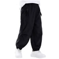 thumbnail image 1 of Nafuu Boys Pants Solid Color Casual Elastic Ankle Cargo For Kids Youth Teenage Loose Fit Comfortable Outdoor School Wear Relaxed Fit Vacation Boys Slacks,Black,14-15 Years, 1 of 6