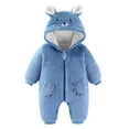 thumbnail image 1 of Nafuu Boys Romper Solid Color Crew Neck Long Sleeve 2026 Newborn Panda Outfit Suit Fold Over Mittens Footies Winter Snowsuit Clothes Hooded Jumpsuits Boy Jumpsuit,Blue,0-3 Months, 1 of 8