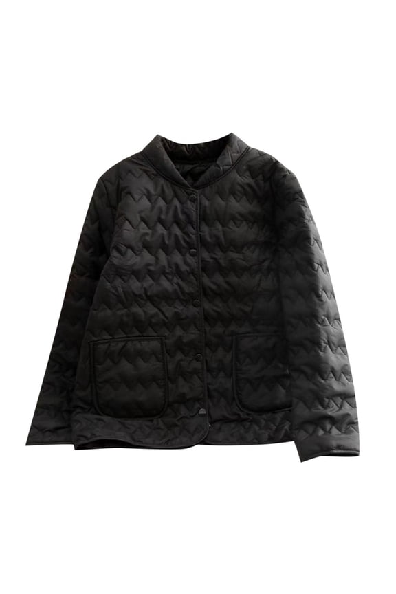 Females Winter Coat Solid Color Lightweight Quilted Baseball Bent Cotton Thin Warm Stylish Long Sleeve Casual Stylish Vacation Jacket