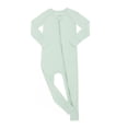 thumbnail image 1 of Nafuu Girls Bodysuits Solid Color Crew Neck Long Sleeve Soft Fiber Romper Outfit For Toddlers Everyday Party Wear With Matching Hat Baby Onesies,Light Green,3-6 Months, 1 of 9