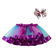 thumbnail image 1 of Nafuu Girls Outfits Set Colorful Crew Neck Tutu Skirt Bow Baby Kids Set Party Toddler Hairpin Dance Ballet Outfit Set Trendy Vacation 2 Piece Sets For Girls,Purple,10 Years, 1 of 5