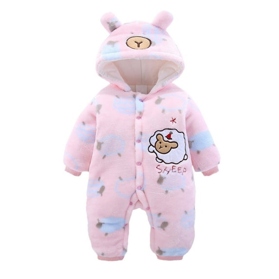 Nafuu Infant Boys Romper Crew Neck Long Sleeve Animal Shaped Clothes Winter Coats Cute Newborn Snowsuit Bodysuit Relaxed Fit Boy Bodysuits,Pink,9-12 Months