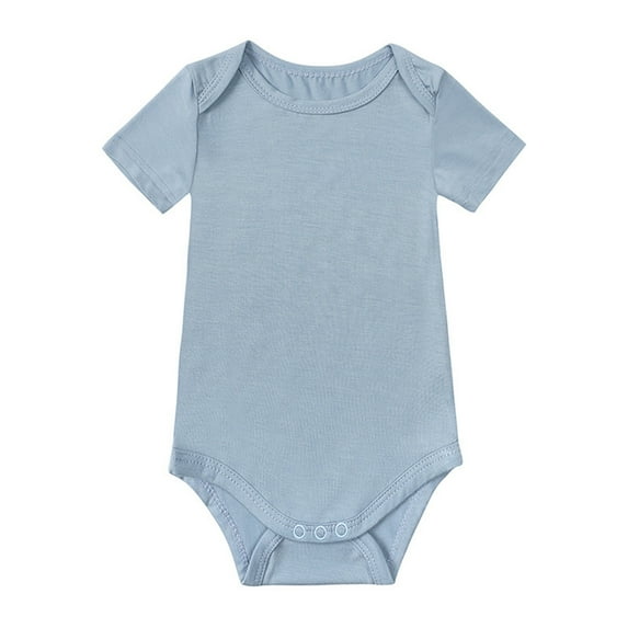 Nafuu Boys Romper Crew Neck Short Sleeved Solid Color Bodysuit Outfits Daily Wear Trendy Home Baby Boy Onesies,Blue,12-18 Months