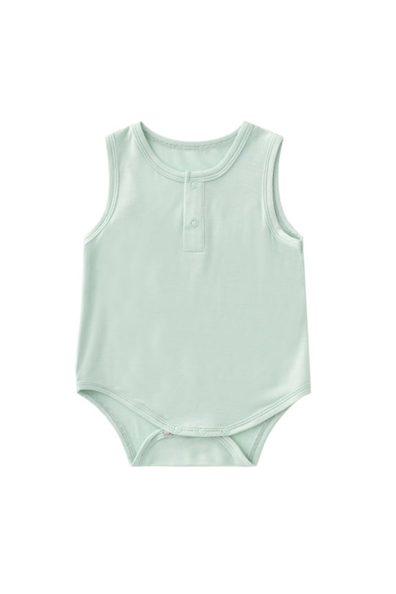 Infant Boys Romper Solid Color Crew Neck Sleeveless Playsuit Comfortable And Stylish Jumpsuits Crawling Soft For Spring Summer Adventures Baby Boy Onesies,Green,6-12 Months