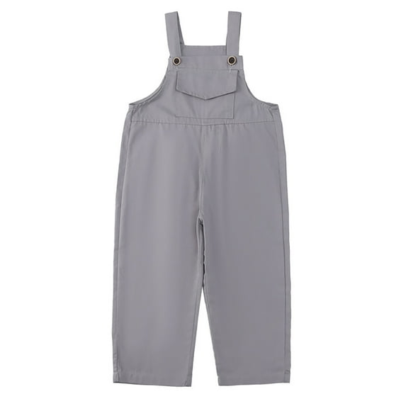 Nafuu Girls Romper Solid Color Crew Neck Overalls Sleeveless Adjustable Jumpsuits Kids Casual Loose Rompers Cute Long Pants Girl Jumpsuit,Grey,11-12 Years