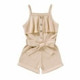 thumbnail image 1 of Nafuu Girls Romper Solid Color Crew Neck Sleeveless Rompers Jumpsuits Soft Ribbed Playsuit Casual Outfit For Toddler Everyday Wear Spring Summer Onesies Girl,Beige,18-24 Months, 1 of 8