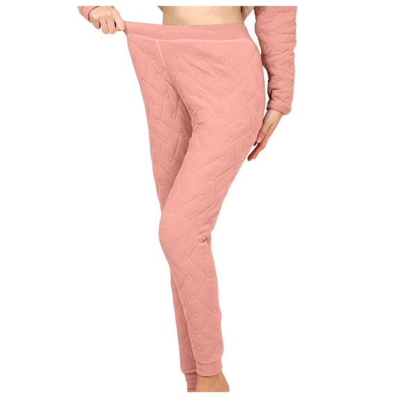 Nafuu Ladies Thermal Underwear Pants Solid Color Lined Leggings Warm Tights High Waist Winter Trendy Vacation Long Johns