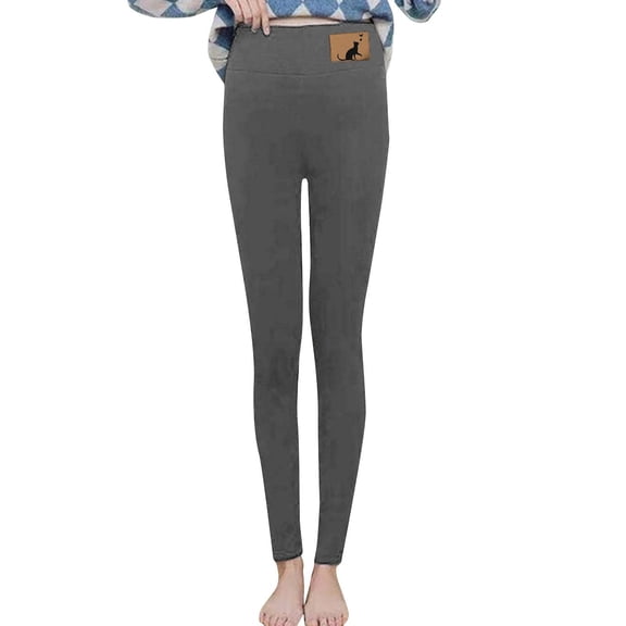 Nafuu Ladies Thermal Underwear Pants Solid Color Winter High Waist Thick Warm Abdomen Control Tight Plush Stockings Under Cozy Vacation‌ Long Johns