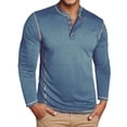 thumbnail image 1 of Nafuu Males T Shirts Solid Color Henley Long Sleeve Button Down Soft Casual Tee Comfortable Relaxed Fit Top For Everyday Wear Stylish Home T Shirts For Man, 1 of 7