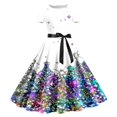 thumbnail image 1 of Nafuu Women Dress Colorful Print Short Sleeve Casual Elegant Style Flowy A Line Mini Party Wear Holiday Festive Outfit Leisure Home Sundress,White, 1 of 4